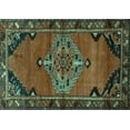 thumbnail image 1 of Ahgly Company Machine Washable Indoor Rectangle Medallion Turquoise Blue Traditional Area Rugs, 7' x 9', 1 of 4