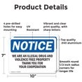 thumbnail image 2 of (2 Pack) We Are An Illegal Drug And Violence Free OSHA Notice Sign 10 Inch X 7 Inch Indoor / Outdoor Rust-Free Aluminum Metal Signs for Workplace, Workshop, and Construction Site, Made, 2 of 8
