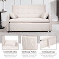 thumbnail image 3 of 61-Inch Convertible Sofa Bed with Reinforced Iron Frame & Side Storage Pockets – Space-Saving Adjustable Backrest for Apartments & Guest Rooms, 3 of 9