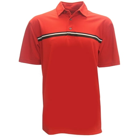 Maroon Striped Performance Polo - Oxford America Men's Whitfield Chest Stripe Polo Golf Shirt, Brand New -