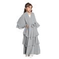 thumbnail image 4 of LEKWK 2-Piece Muslim Abaya Set for Girls Long Sleeve Layered Ruffle Dress Matching Headscarf Islamic Prayer Clothes Modest Maxi Robe Holiday, 4 of 8