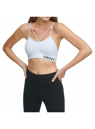 DKNY Womens Athleather Faux Leather Sports Bra