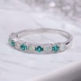 thumbnail image 4 of Emerald Opal Wedding Band, Half Eternity Opal Stacking Band, 925 Sterling Silver Wedding Ring, Gemstone Band, Birthstone Ring, Anniversary Christmas Gift, 4 of 5