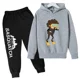 thumbnail image 3 of Conjunto de sudadera con capucha y pantalones de polar para niños, conjunto de 2 piezas, chándal, estampado de cabeza grande de Sasquatch furtivo, 3 of 5