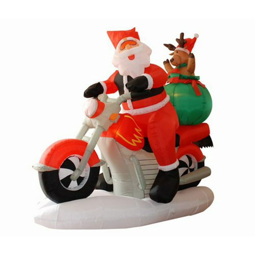 6.5' Inflatable Santa Claus on Motorcycle Lighted Christmas Yard Art