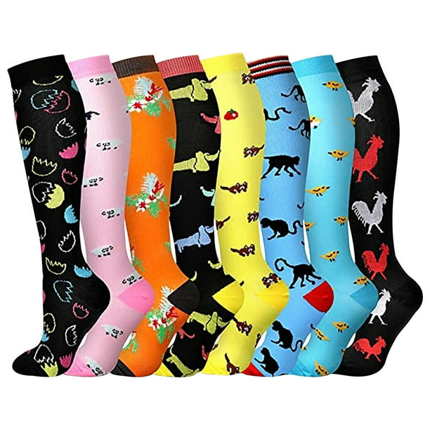 Ganfancp Ocio Deportes Compresión Hombres y Mujeres Al Aire Libre Tubo Largo Compresión Deportes Correr Fitness 8Pcs Rebajas Hoy Liquidación Juego de Calcetines de Compresión 8X