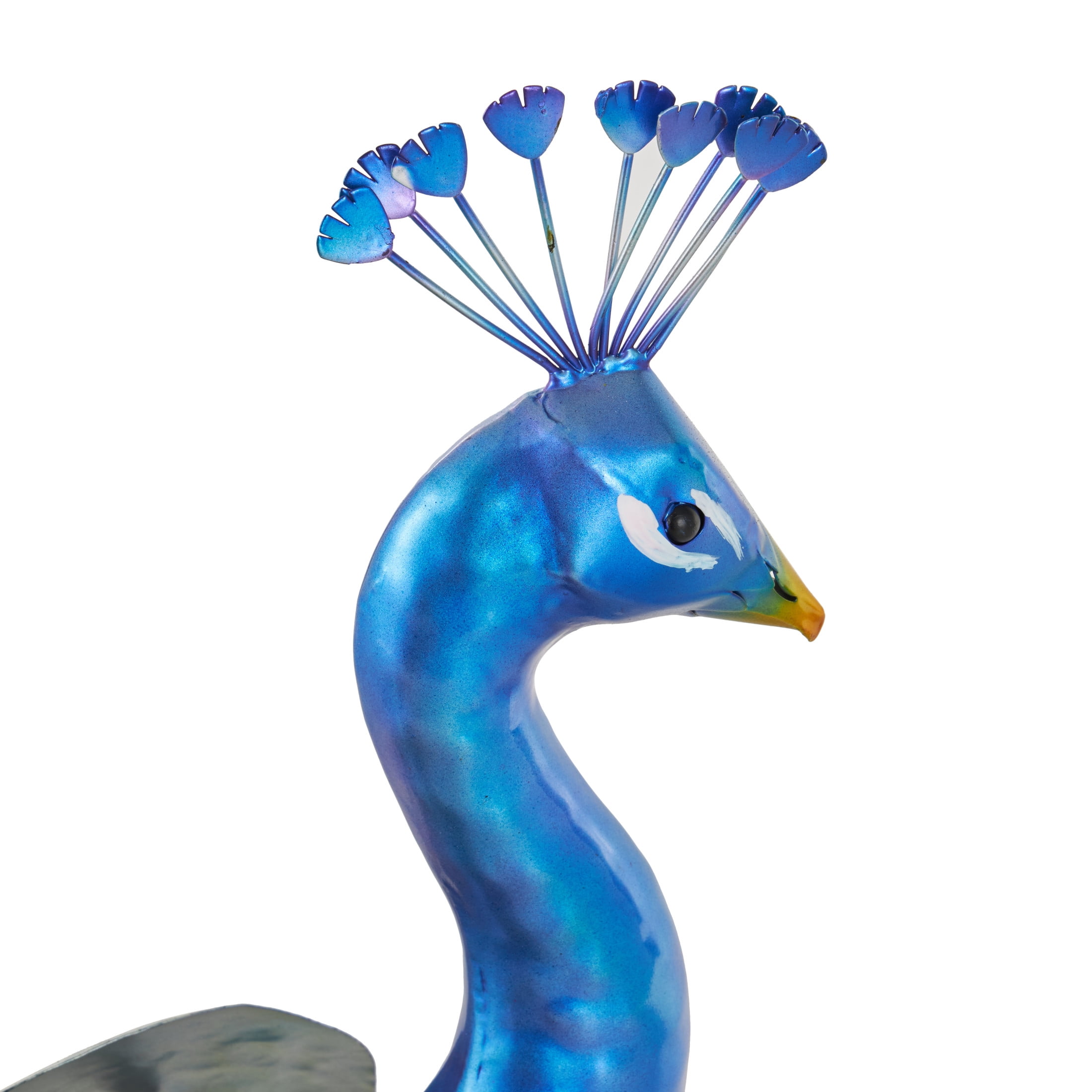 DecMode 22" Peacock Garden Sculpture with Gold Legs and Teal Wings