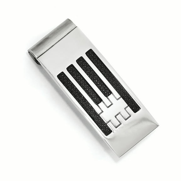 Stainless Steel Polished Carbon Fiber Inlay Money Clip