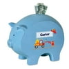Personalized Blue Piggy Bank - Firetruck