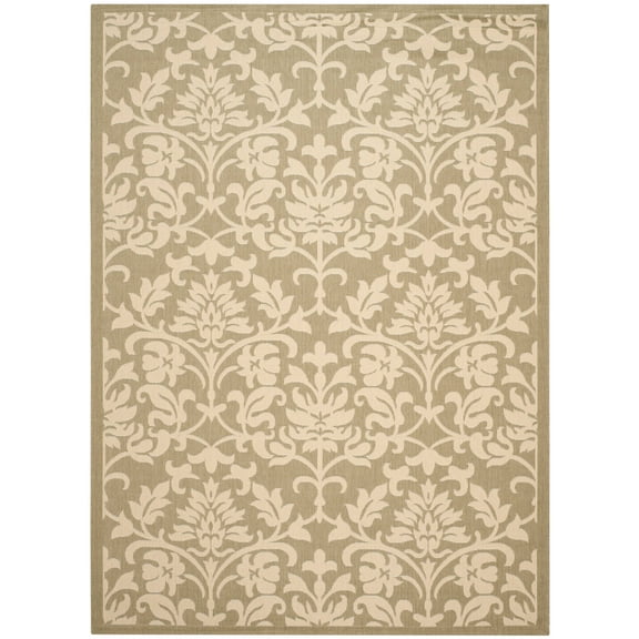 SAFAVIEH Courtyard Yvette Floral Indoor/Outdoor Area Rug, 9' x 12', Olive/Natural
