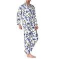 thumbnail image 2 of Hirioo Blue Flax Flowers for Men's Pajama Sets 2 Piece Pjs Men's Long-Sleeved Pajama Set Button Down Sleepwear,S-XXL-Large, 2 of 7