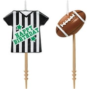 Multicolor Football Birthday Pick Candles - 3" (6 Pcs) - Vibrant Cake Decoration for Sports-Themed Birthday Celebrations