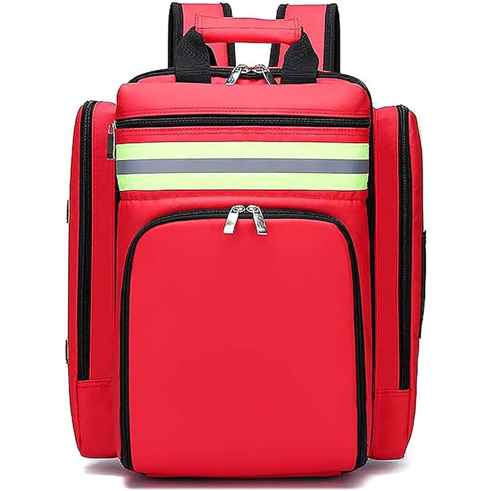High Capacity First Aid Kit Empty Bag, Family First Aid Organiser with Multiple Pockets and Reflective Strip Design, Large Capacity Emergency Treatment Backpack for Home and Travel