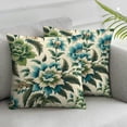 thumbnail image 2 of PIKWEEK Chinoiserie Pillow Cover 20x20'' Set of 2Teal Flower Navy Blue Throw PillowCovers Floral Outdoor Farmhouse Pillowscase Linen Square Cushion Covers for Sofa Couch Bedroom Living Room Decoration, 2 of 6