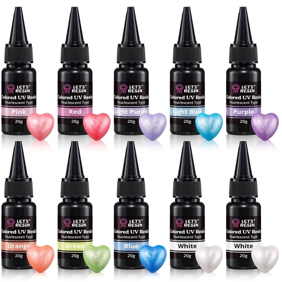 Resina UV Perlada LET'S RESIN 10 Colores 20g Cada Uno