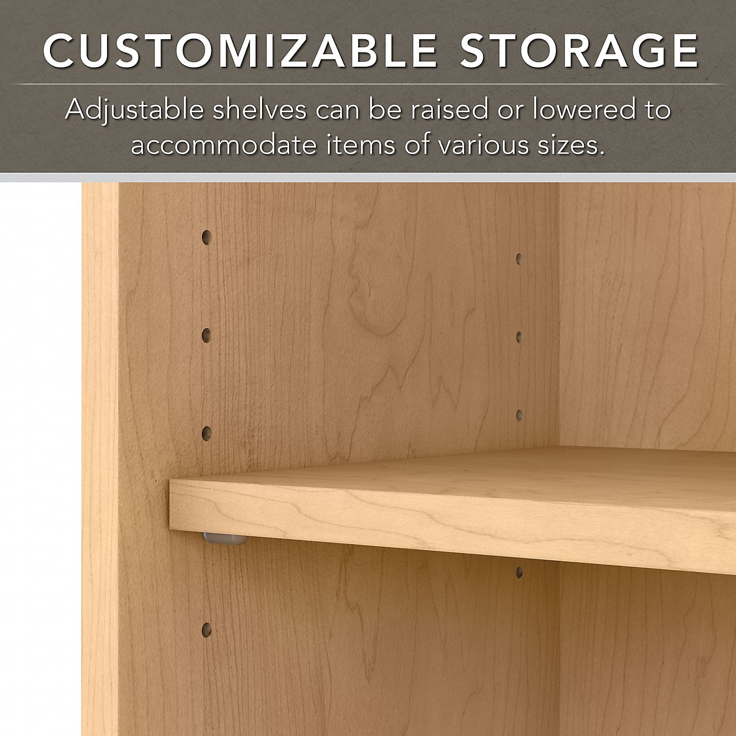 Bush Furniture Cabot Tall 5 Shelf Bookcase, Natural Maple