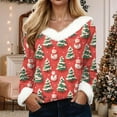 thumbnail image 2 of larppty Christmas Shirt Women Sexy Plush Fur Trim Vneck Xmas Top Holiday Party Blouses Long Sleeve Pullover Christmas Costume (Light Pink, 4XL), 2 of 8