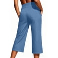 thumbnail image 7 of APEXFWDT Capri Jeans for Women Stretch Casual Elastic Waist Straight Leg Capris Pant Pull on Denim Pants,L,Light Blue, 7 of 7