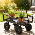 thumbnail image 6 of Black Metal Garden Wagon Cart TC1840BKG with Removable Sides 550LBS Heavy Duty Utility Cart for Firewood Plant Soil Transport 10-Inch Tires 180 °   Rotating Handle, 6 of 27