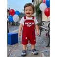 thumbnail image 4 of BemeyourBBs Toddler Baby Boys 4th of July Outfit Romper Overall Shorts Kids Baby Boy Patriot Independence Day Clothes Stars American Boy Letters Summer Corduroy Jumpsuit Bib Overalls, 4 of 9