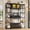 Black, variant on Cikuso Bar Cabinet with LED Light and Charging Station, Liquor Cabinet with Wine Holder and Rocks, Display Shelf Bar Cabinet with Drawer and Storage Cabinet, Brown