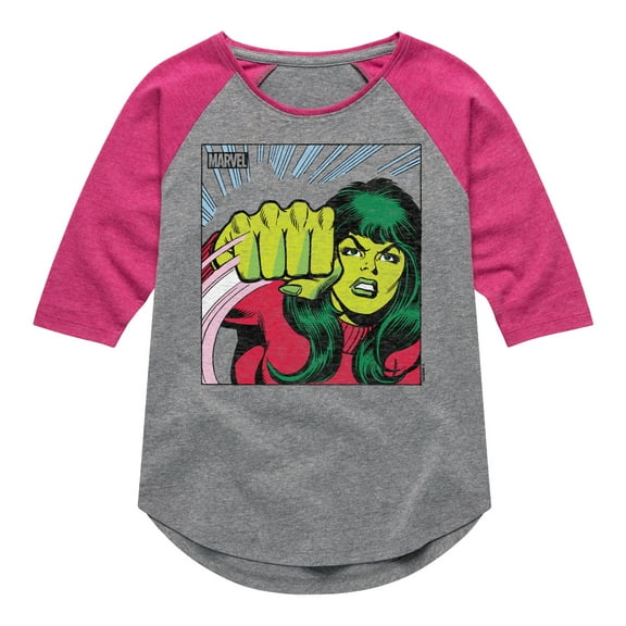 Marvel She Hulk - Comic Panel - Youth And Toddler Girls Shirt Tail Raglan