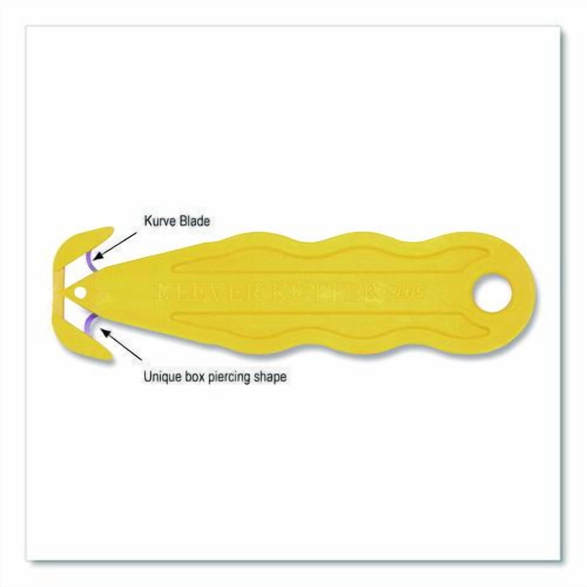 Kurve Blade Plus Safety Cutter, 5.75" Plastic Handle, Yellow, 10/Box | Bundle of 2