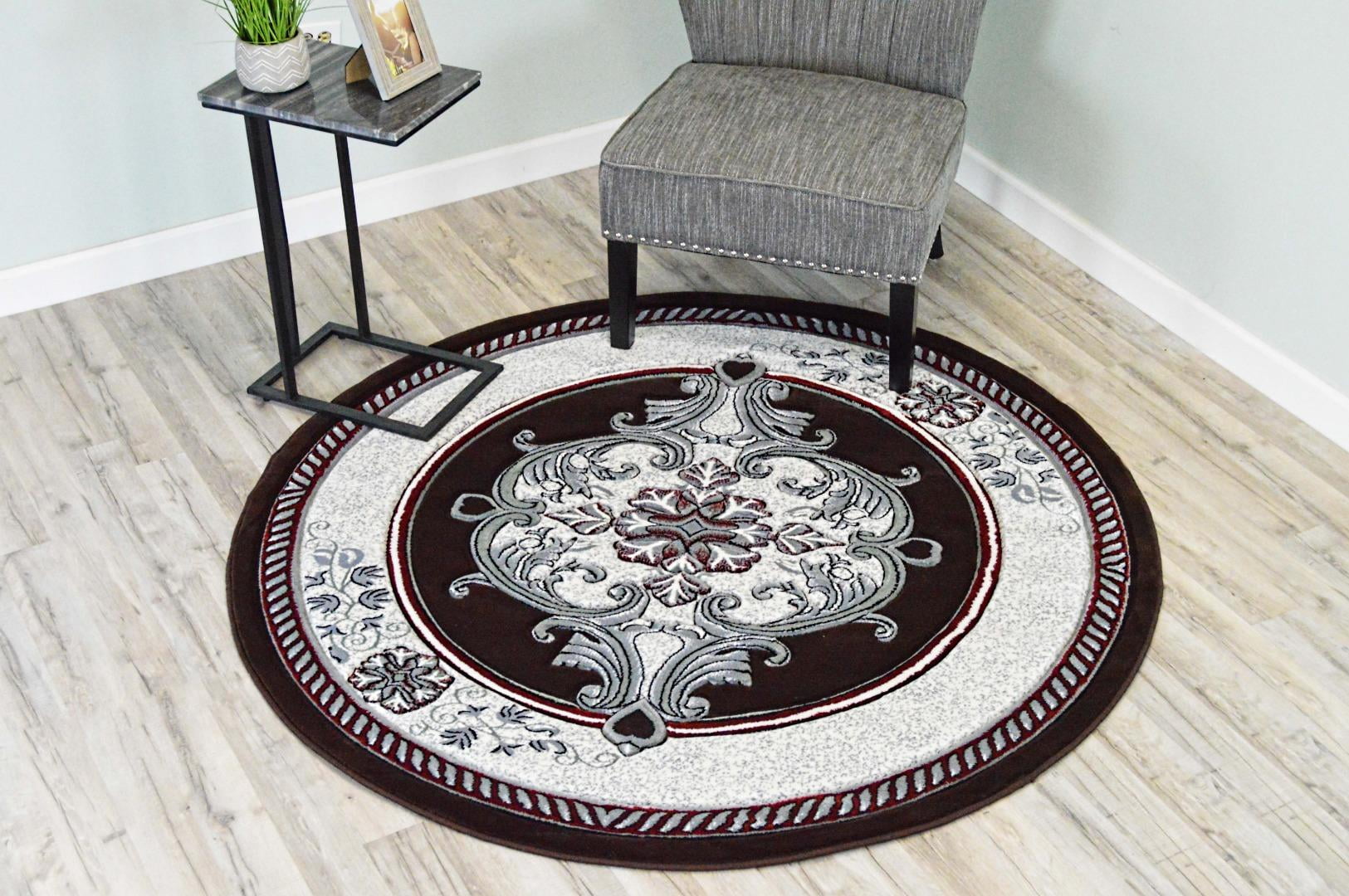 GLAMOUR 3D Hand Carved Traditional Rug Oriental Floral 7'9''x7'9