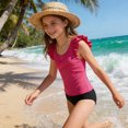 thumbnail image 3 of Mnyotv Girls Swimsuits Cut Out Bathing Suit Flutter Sleeve Tops and Floral Bikini Shorts Summer Beach Swimwears Size 7-8 Years, 3 of 8