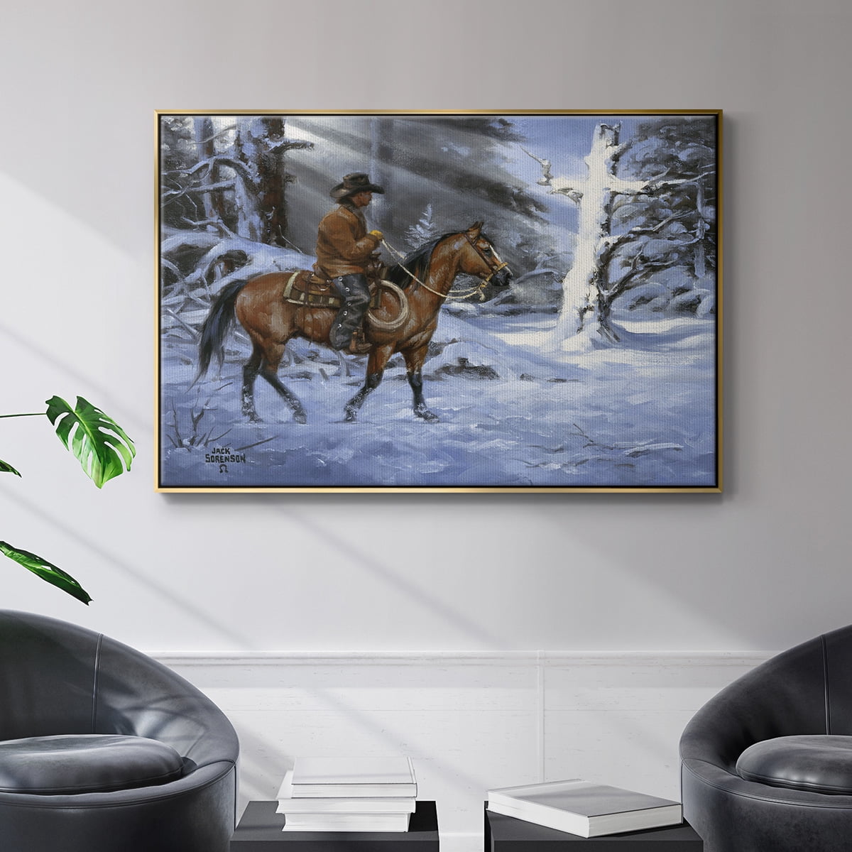 Silent Night, Holy Night - Framed Gallery Wrapped Holiday Canvas - 25 x 37 - Gold Frame