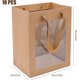 thumbnail image 2 of 10 Pieces Brown Kraft Paper Tote Bag With Handle And Window, Paper Carrier Bag, Gift Bag, Kraft Paper Bag, Shopping Bag, Gift Wrapping, For Birthday W, 2 of 5