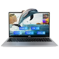 15.6" FHD Business Laptop, AMD Ryzen 5(Beat i3-1215U, 4 Cores Up to 3.7GHz), 32GB DDR4 RAM, 1TB SSD, Backlit Keyboard, Fingerprint Login, Wi-Fi 5, Windows 11, Webcam, 65W Type-C, Silver