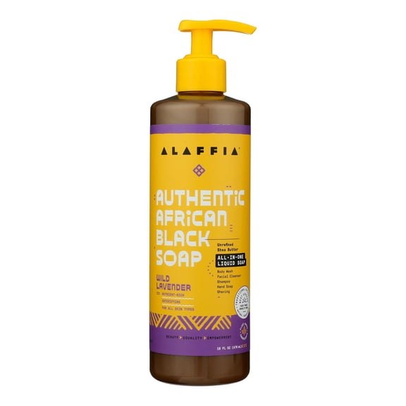 Alaffia Authentic African Black Soap All-In-One, Wild Lavender 16 FZ