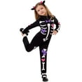 thumbnail image 5 of LIIPEE Girls Onesie Halloween Cartoon Skeleton Bowknot Printed Long Sleeve Jumpsuit Girl Versatile Weekend One-Pieces,Black,7-8 Years, 5 of 6