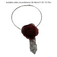 thumbnail image 3 of Sparkly Metallic Sequins Necktie Necklace with Extended Chain 3D Mesh Rose Flower Small Tie Choker Neckwear for Women, 3 of 19