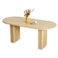 thumbnail image 3 of 70.8 Inch Dining Table for 4-6 People, Oval Kitchen Table with Wood Strip Base, Modern Farmhouse Large Round Dining Room Tables for Kitchen Living Room (Natural), 3 of 4