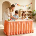 thumbnail image 4 of 75*180cm Solid Ruffled Desk Table Skirt Wrinkle Resistant Decorative Cover For Kitchen Indoor Event Table Decoration Orange, 4 of 4