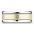 thumbnail image 2 of Benchmark� 14 kt Two Tone Goldd 8mm Comfort-fit Drop Bevel Satin Finish Milgrain Design Wedding Band Ring, 2 of 7