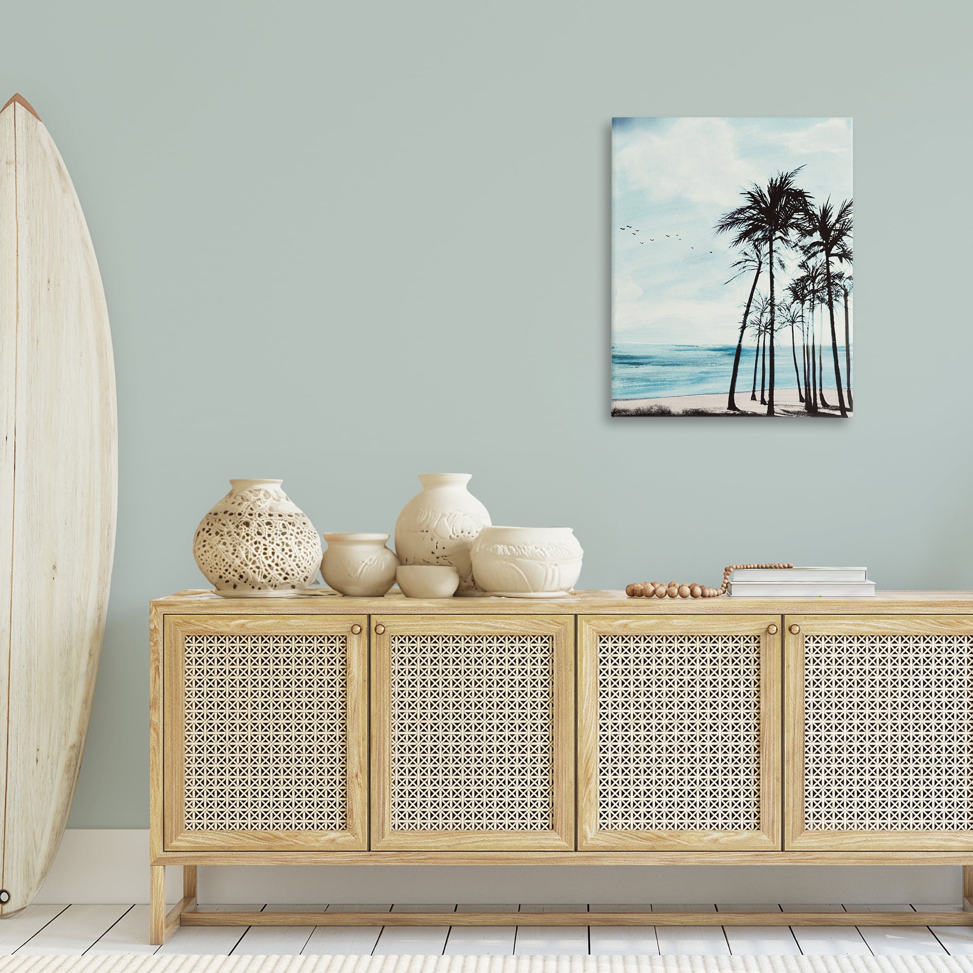 Stupell Industries Summer Beach Silhouette Coastal Painting Gallery Wrapped Canvas Art Print Wall Art, 24 x 30