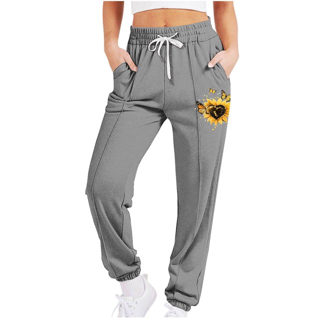 Funicet Women Fallow Fashion Printed Casual Drawstring Sports Ankle Binding Leg Sweatpants
