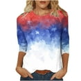 thumbnail image 2 of CFLVAEK 4th of July Shirts for Women Trendy Red White and Blue Tie Dye Shirts Independence Day Tshirts Casual 3/4 Sleeve Crewneck Holiday Tops S, 2 of 5