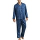 thumbnail image 4 of INSPIRAR CHIC Conjunto de Pijamas Casuales de Satén de 2 Piezas para Hombre, Manga Larga, a Rayas, Botones, 2XL, Azul Marino, 4 of 6