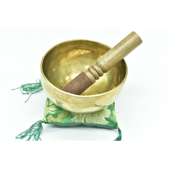 6 Inches-hammered Tibetan Singing Bowl for Meditation, Healing, Mindfulness, Relaxation ~ Mat Finished Bowl, Wooden Mallet and Silk Made Cushion