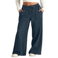 thumbnail image 2 of JTieacloth Girls School Uniform Jogger Pants High Waist Wide Leg Jeans For Girls Stretchy Drawstring Waistband Loose Straight Denim Pants With Pockets Comfortable Casual Trousers,Sizes 13-14 Years, 2 of 6