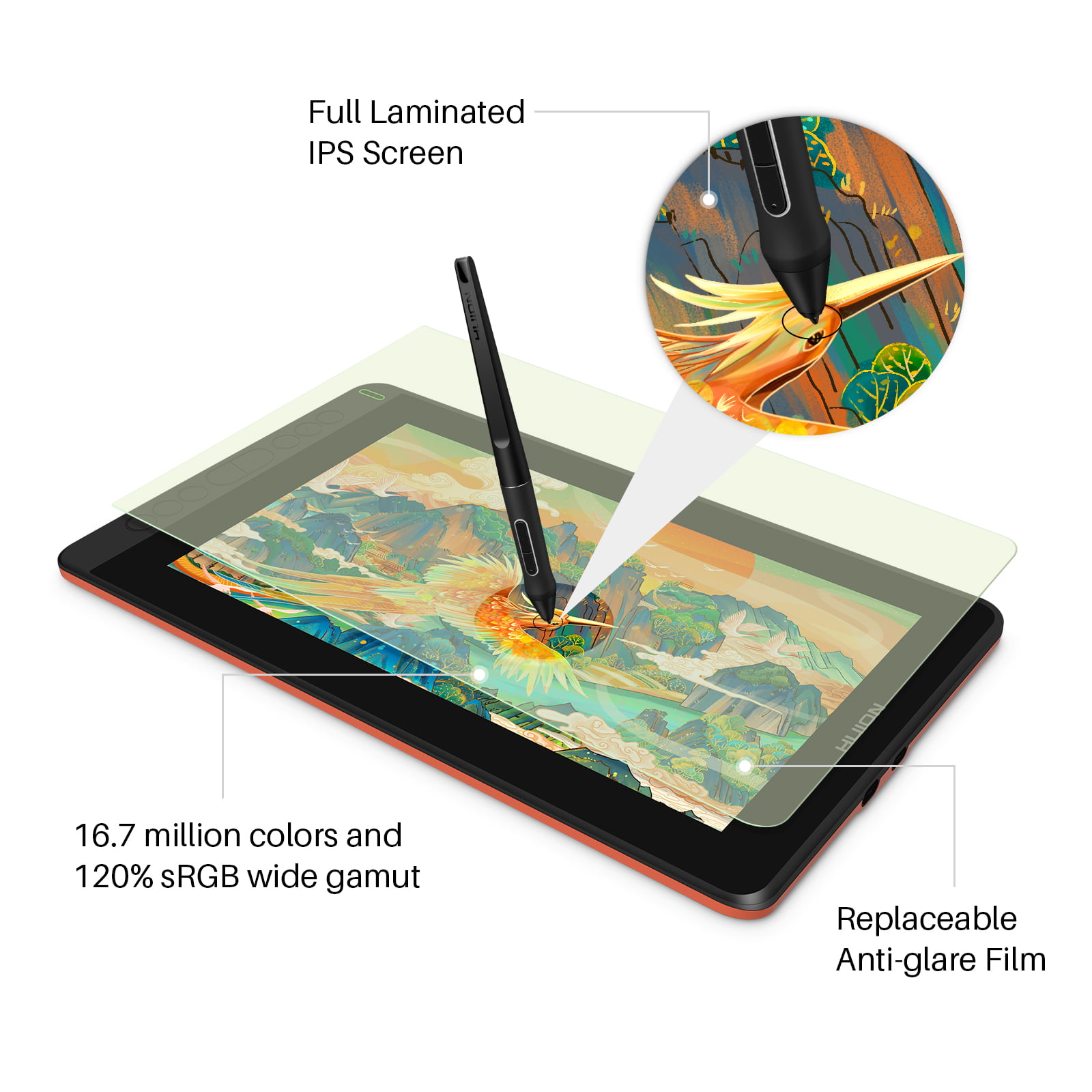 HUION KAMVAS 12 Drawing Tablet with Screen, Full-Laminated