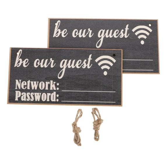 Raindrops Wooden WiFi Password Sign Set, Black Chalkboard Style Pendant for Home Decor, 2 Pieces