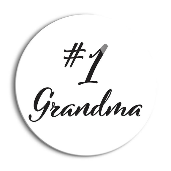 #1 Grandma Black Script 24 inch Glass Round Wall Hanging Sign