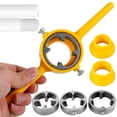 thumbnail image 1 of Vensio -12Pcs PVC Pipe Threader Kit with 3 NPT Dies, Manual Thread Maker Tool for 1/2" 3/4" and 1" Pipes, Professional Plumbing Tool with T-Handle Yellow, 1 of 8