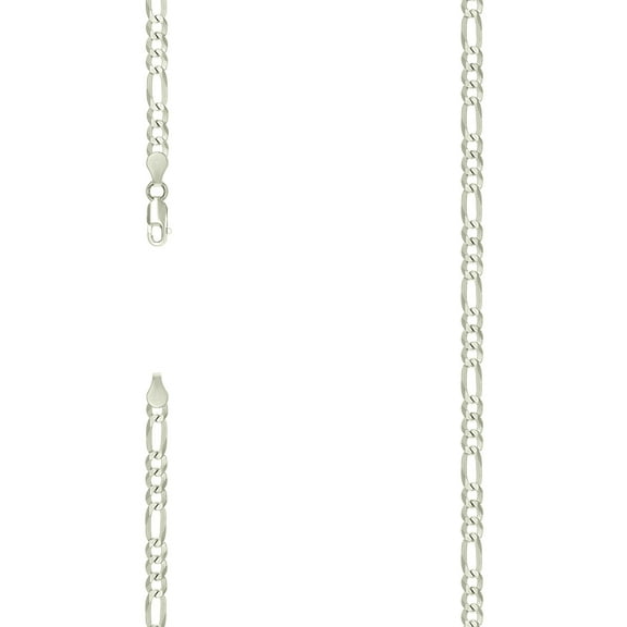 925 Sterling Silver Pave Super Flat Figaro Chain Silver 4.5mm Necklace 16 Inch Chain Necklace for Women and Men