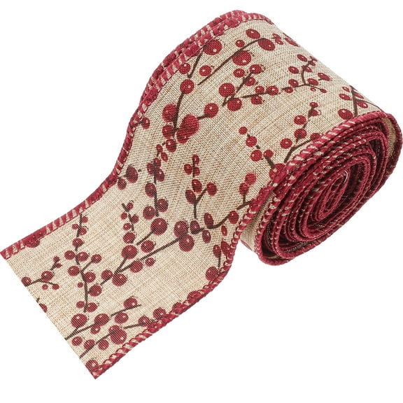 WHAMVOX 1Pack Linen Christmas Ribbon in Brown for DIY and present Packing 196.50X2.36X0.04in